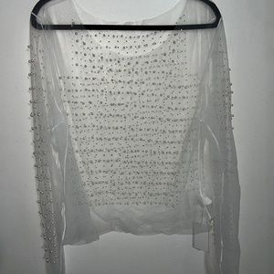 Pearl and Rhinestone mesh shirt